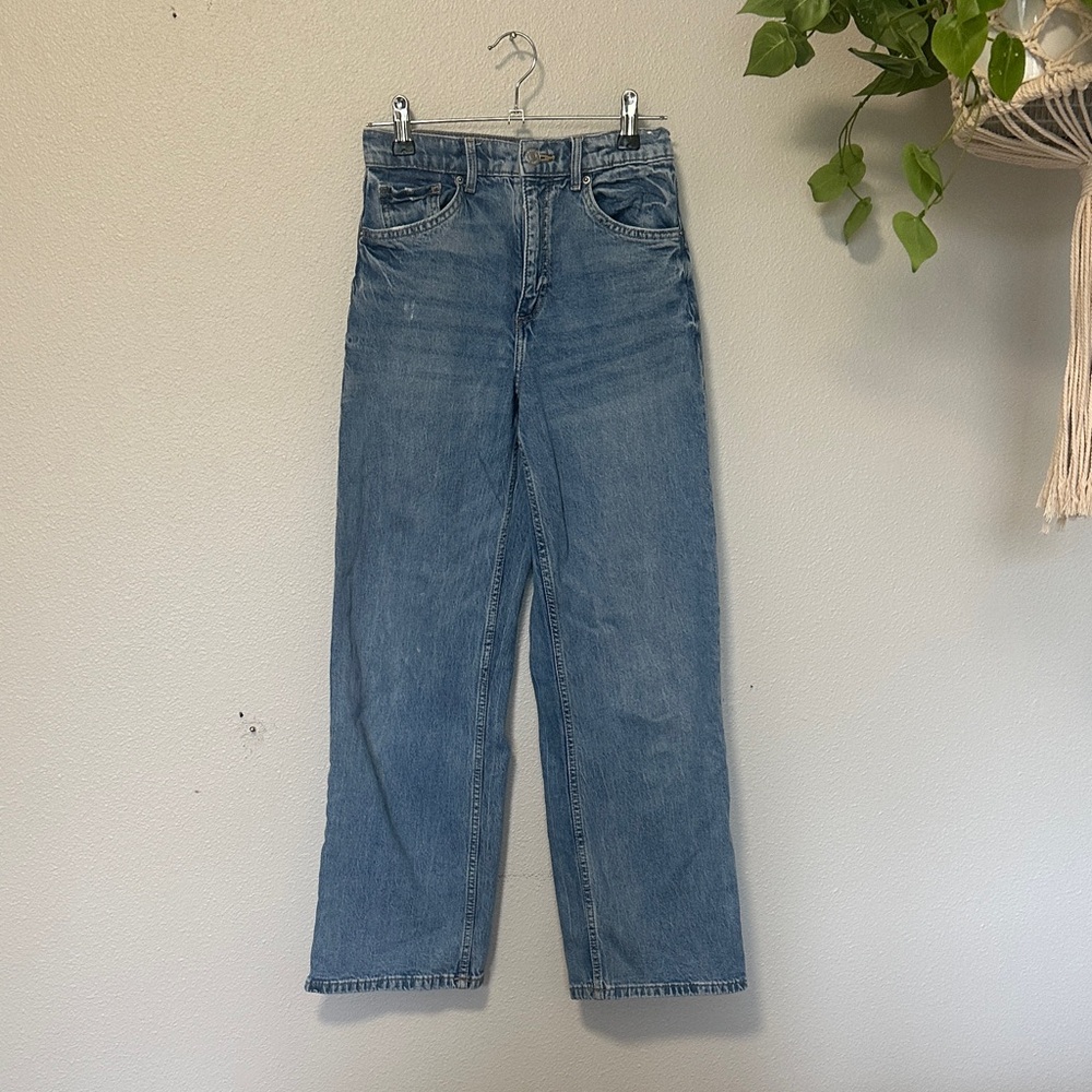 H&M Light Blue High Waist Wide-Leg Jeans